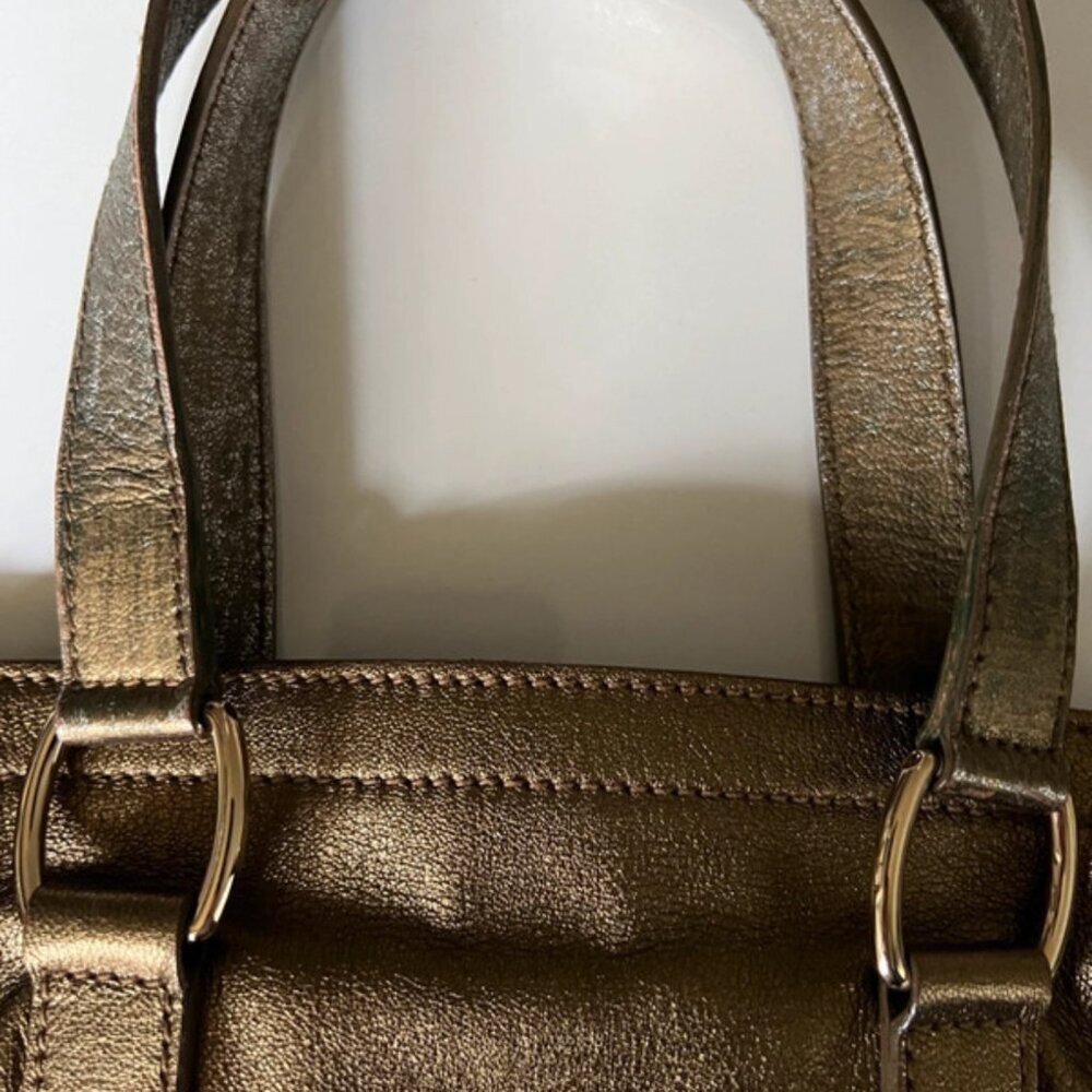 ✨ YSL Downtown Bag in Gold Goatskin Leather Excellent Condition + Dustbag & Auth - Picture 9 of 14